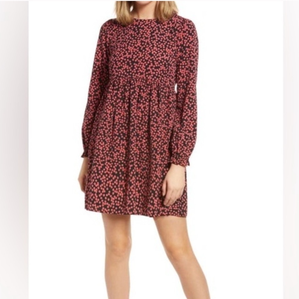BP Floral Black and Pink Women's Babydoll Dress